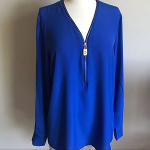 Michael Kors Blue and Gold Blouse